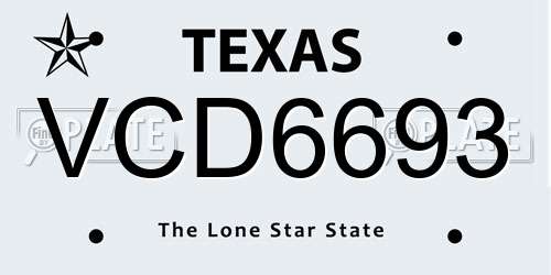 VCD6693 Texas License Plate