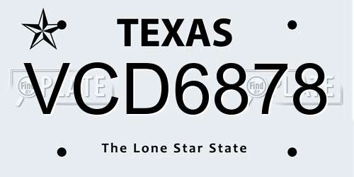 VCD6878 Texas License Plate