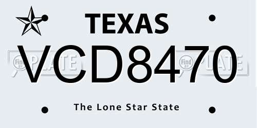 VCD8470 Texas License Plate