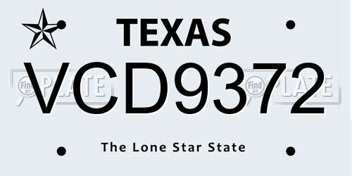 VCD9372 Texas License Plate