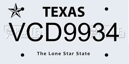 VCD9934 Texas License Plate