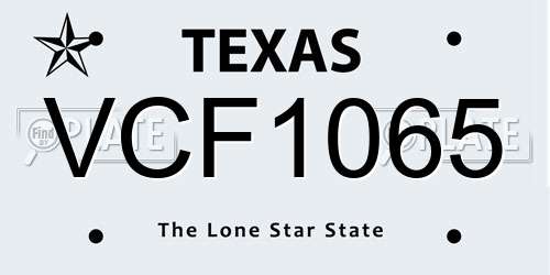 VCF1065 Texas License Plate