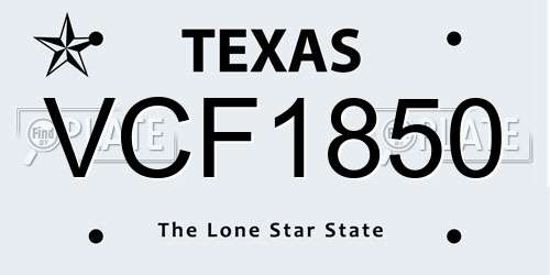 VCF1850 Texas License Plate