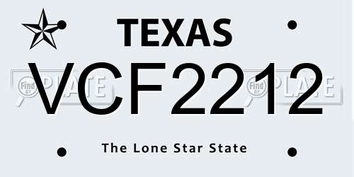 VCF2212 Texas License Plate