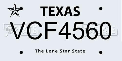 VCF4560 Texas License Plate