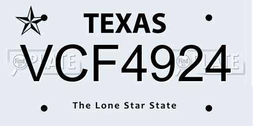 VCF4924 Texas License Plate