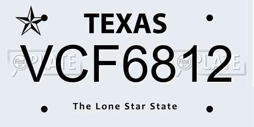 VCF6812 Texas License Plate
