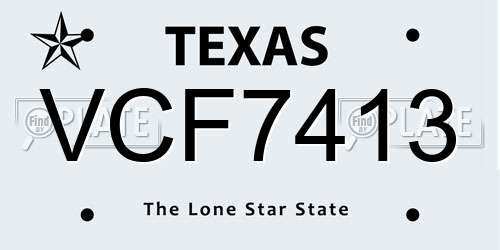 VCF7413 Texas License Plate