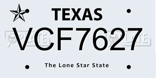 VCF7627 Texas License Plate