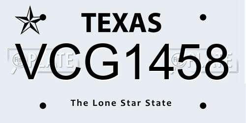 VCG1458 Texas License Plate