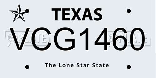 VCG1460 Texas License Plate