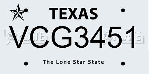 VCG3451 Texas License Plate