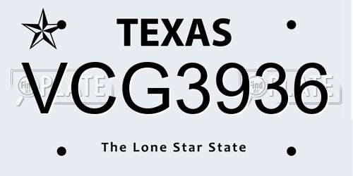 VCG3936 Texas License Plate
