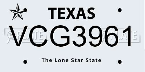 VCG3961 Texas License Plate