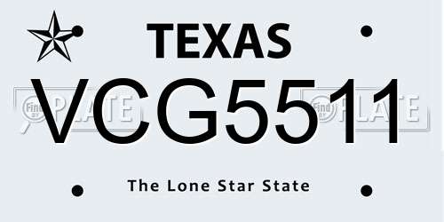 VCG5511 Texas License Plate