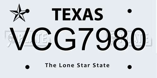 VCG7980 Texas License Plate