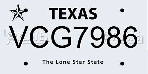 VCG7986 Texas License Plate