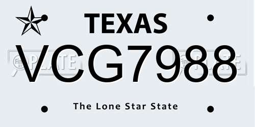 VCG7988 Texas License Plate