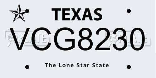 VCG8230 Texas License Plate
