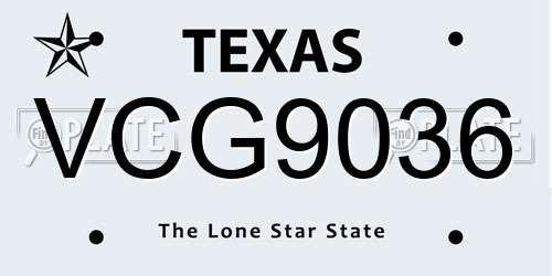 VCG9036 Texas License Plate