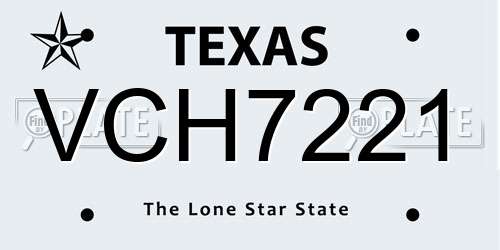 VCH7221 Texas License Plate