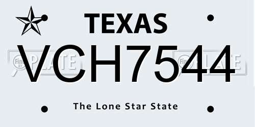 VCH7544 Texas License Plate