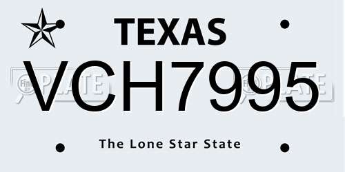 VCH7995 Texas License Plate
