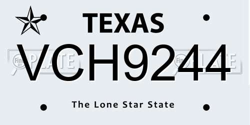 VCH9244 Texas License Plate