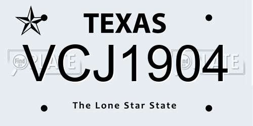 VCJ1904 Texas License Plate