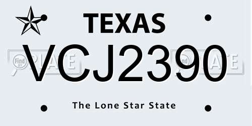 VCJ2390 Texas License Plate