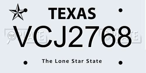 VCJ2768 Texas License Plate