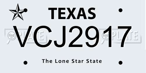 VCJ2917 Texas License Plate