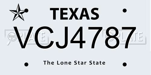 VCJ4787 Texas License Plate