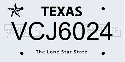VCJ6024 Texas License Plate