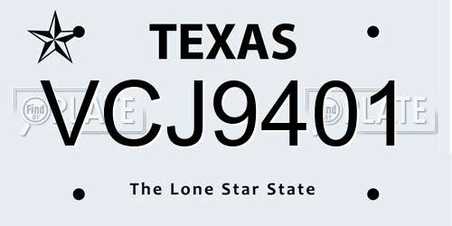 VCJ9401 Texas License Plate