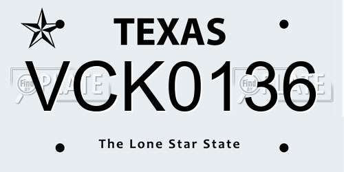 VCK0136 Texas License Plate