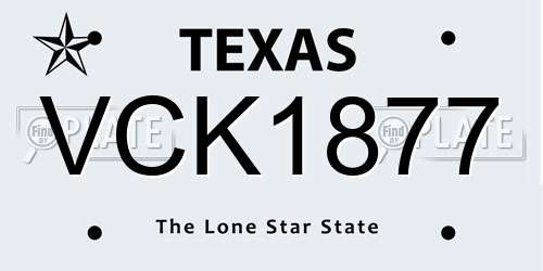 VCK1877 Texas License Plate