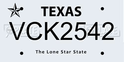 VCK2542 Texas License Plate