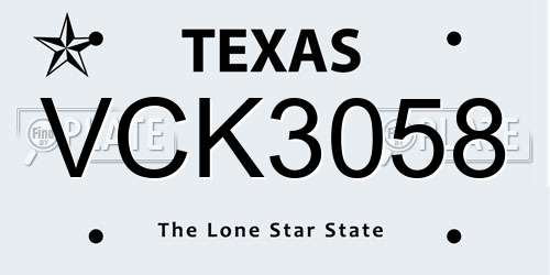 VCK3058 Texas License Plate