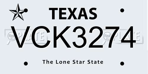 VCK3274 Texas License Plate