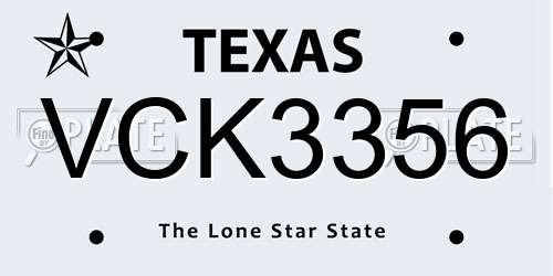 VCK3356 Texas License Plate