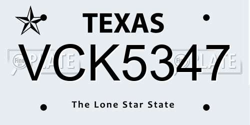 VCK5347 Texas License Plate