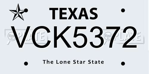 VCK5372 Texas License Plate