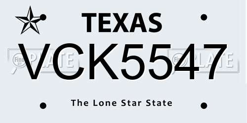 VCK5547 Texas License Plate