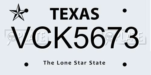 VCK5673 Texas License Plate