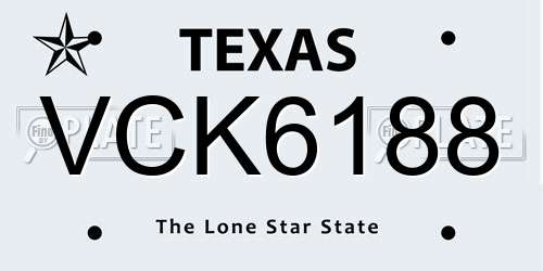 VCK6188 Texas License Plate