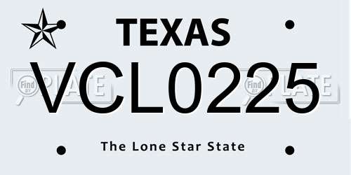 VCL0225 Texas License Plate