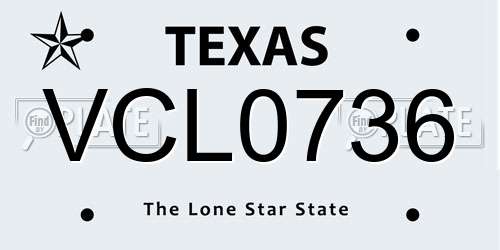 VCL0736 Texas License Plate
