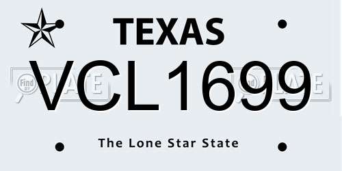 VCL1699 Texas License Plate