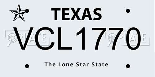 VCL1770 Texas License Plate
